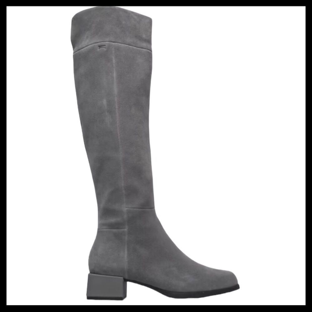 Camper Kobo Tall Knee High Boots Gray Suede Women’s Size 6 Zip Heel